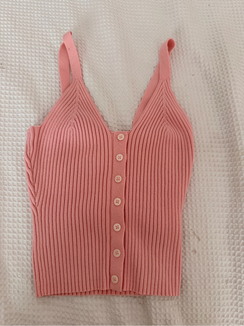 aerie Rose Pink Ribbed Button-Front Cami